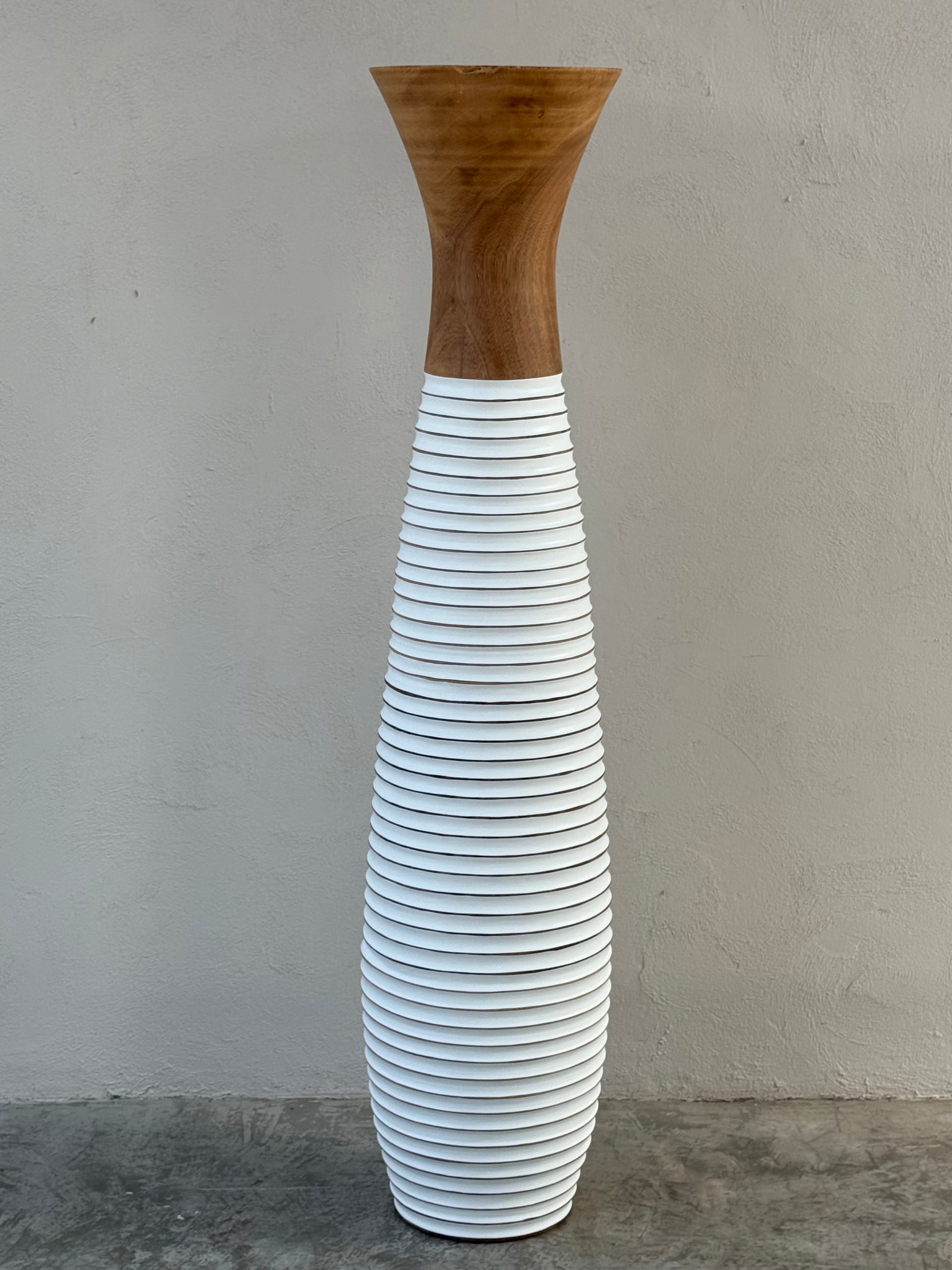 Sensai Nam houten vloervaas H160  suar hout naturel - wit