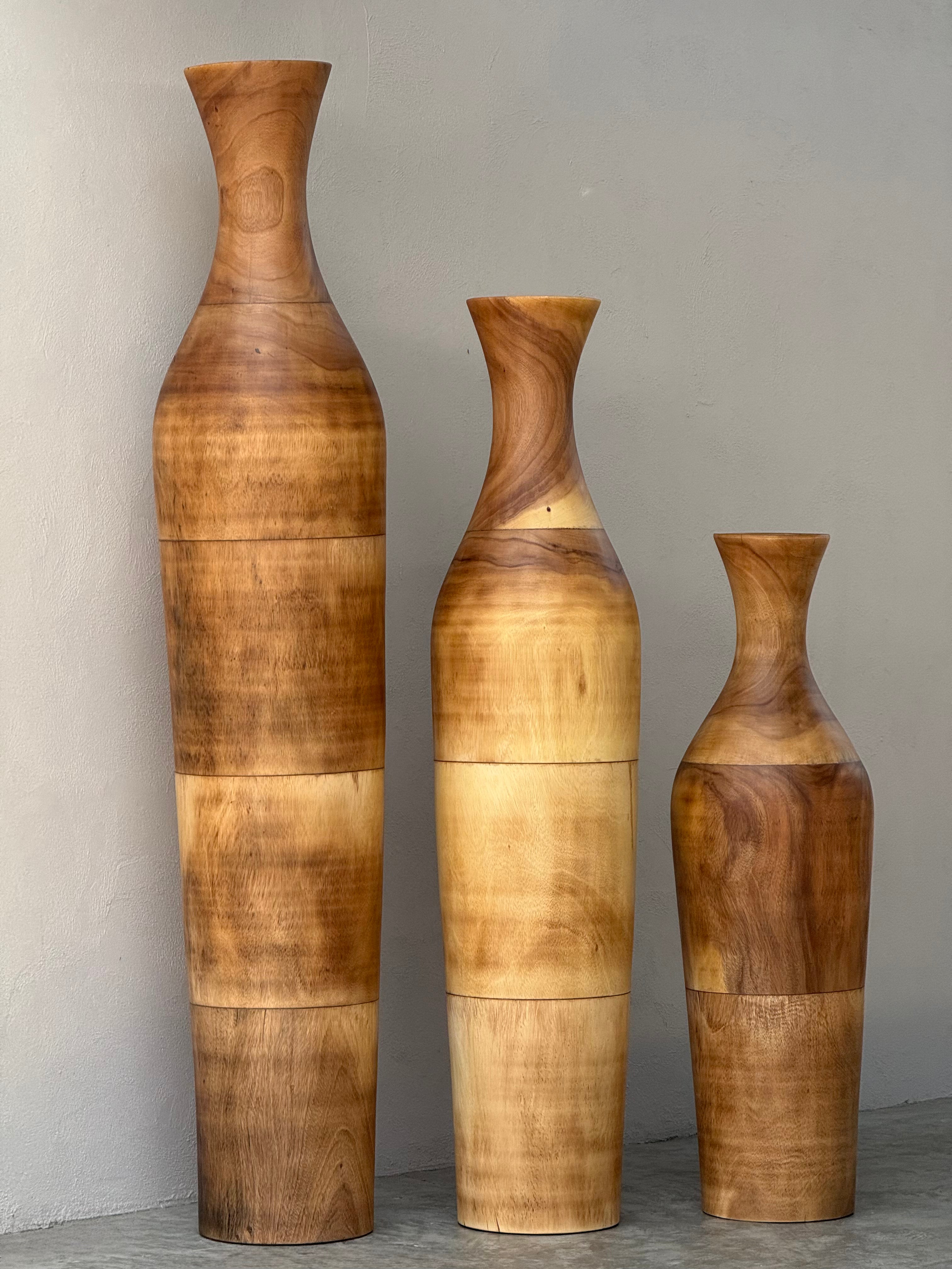 Sensai Fai Pure houten vloervaas H200 en H160 en H120 suar hout naturel